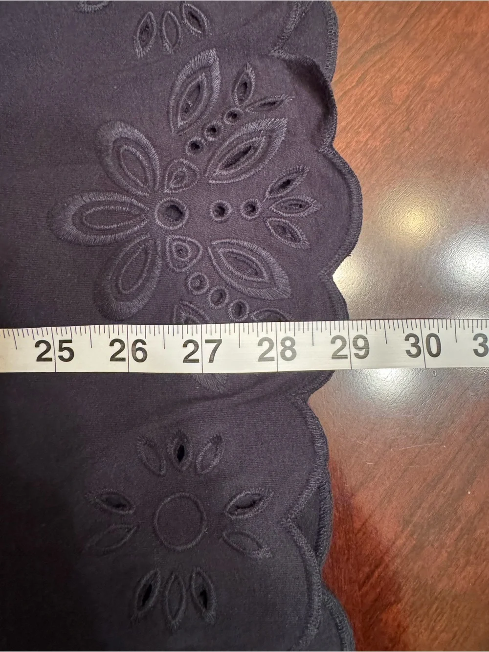 Talbots 1X Eyelet Scalloped Hem Navy Midi Skirt Cottagecore Boho